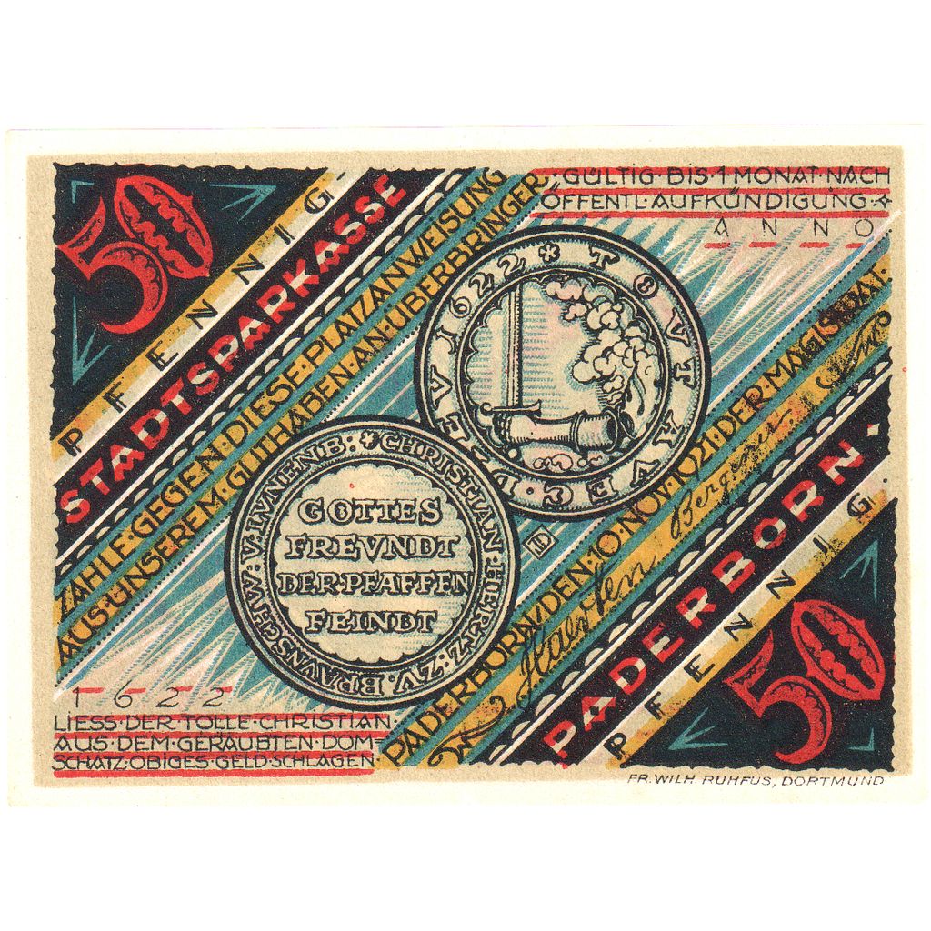 Germania, Paderborn, 50 Pfennig, 1921-11-10, SPL