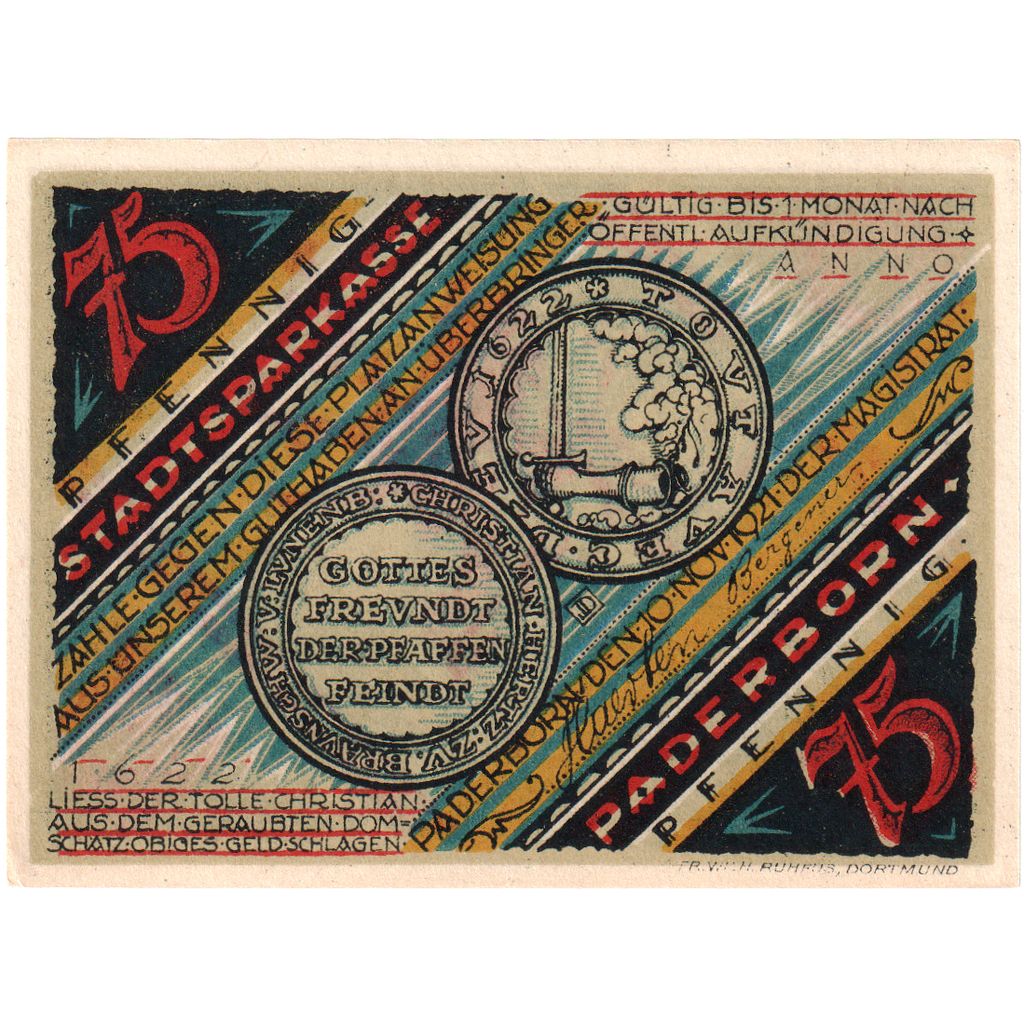 Deutschland, Paderborn, 75 Pfennig, 1921-11-10, UNZ-