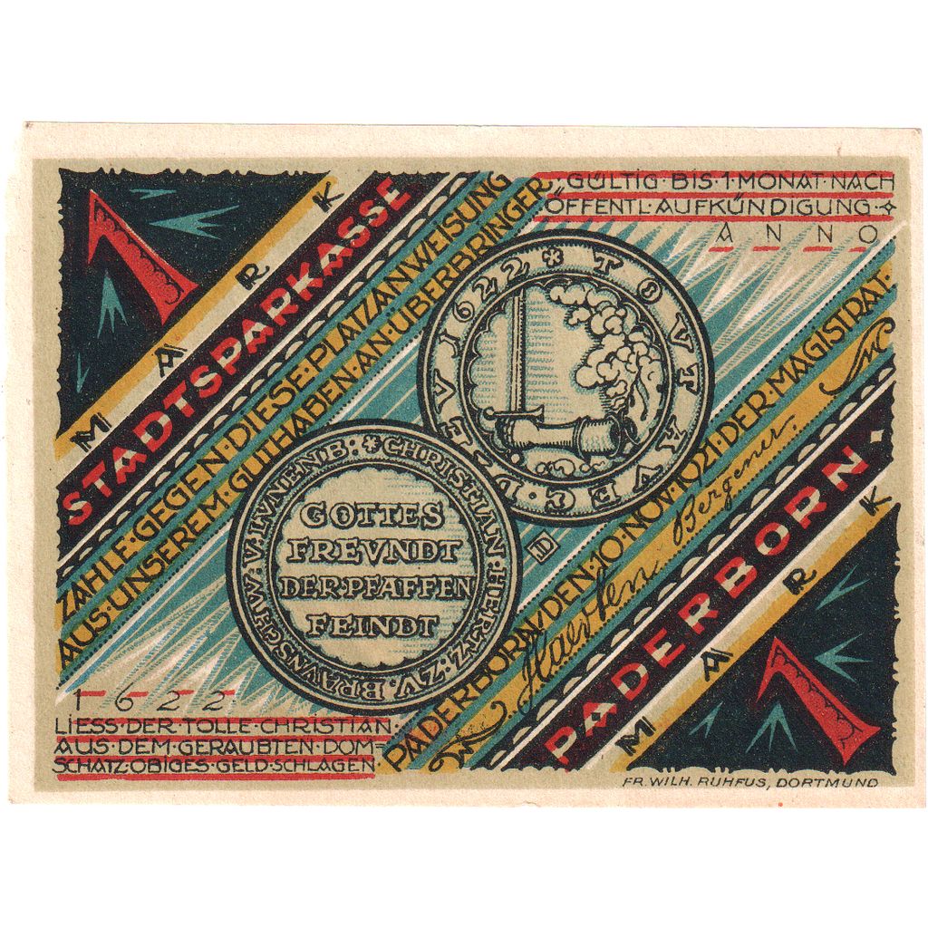 Germany, Paderborn, 1 Mark, 1921-11-10, UNC(63)
