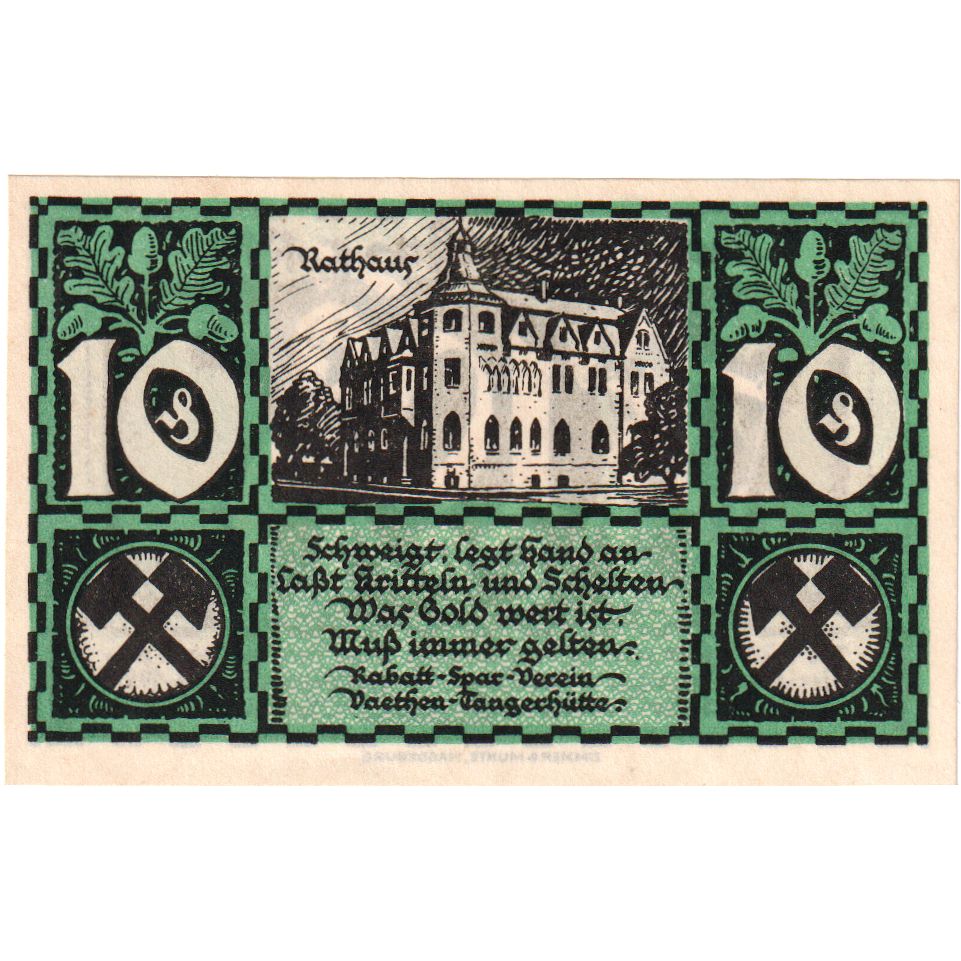 Germany, Vaethen-Tangerhütte, 10 Pfennig, 1921-08-01, UNC(63)