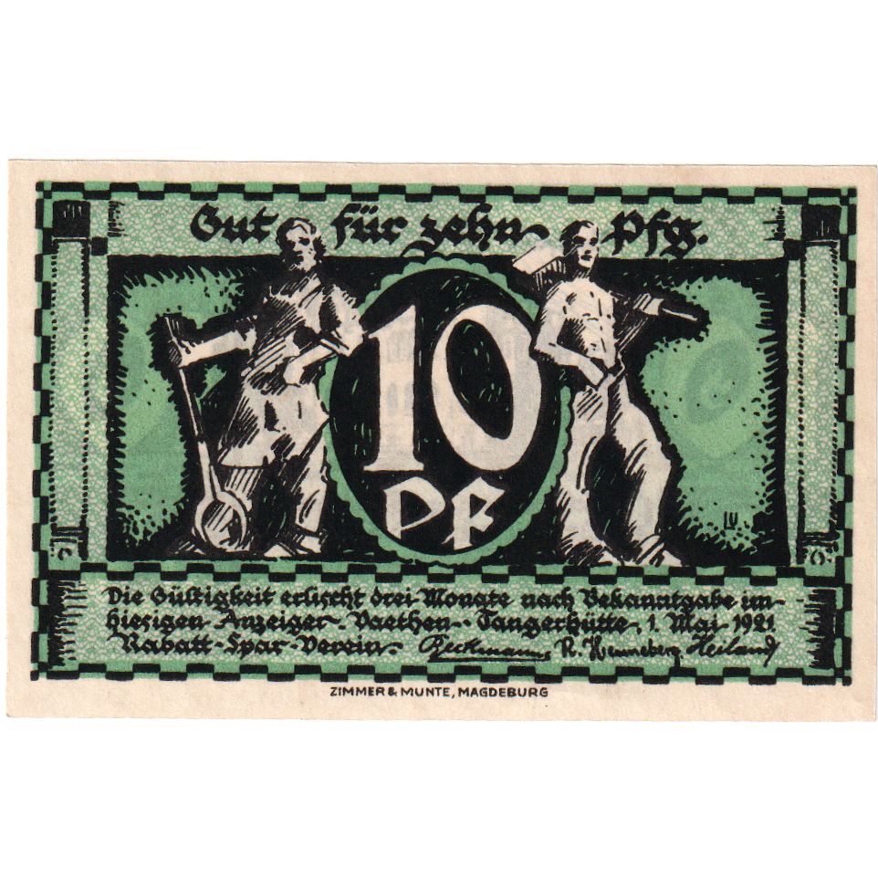 Germany, Vaethen-Tangerhütte, 10 Pfennig, 1921-08-01, UNC(63)
