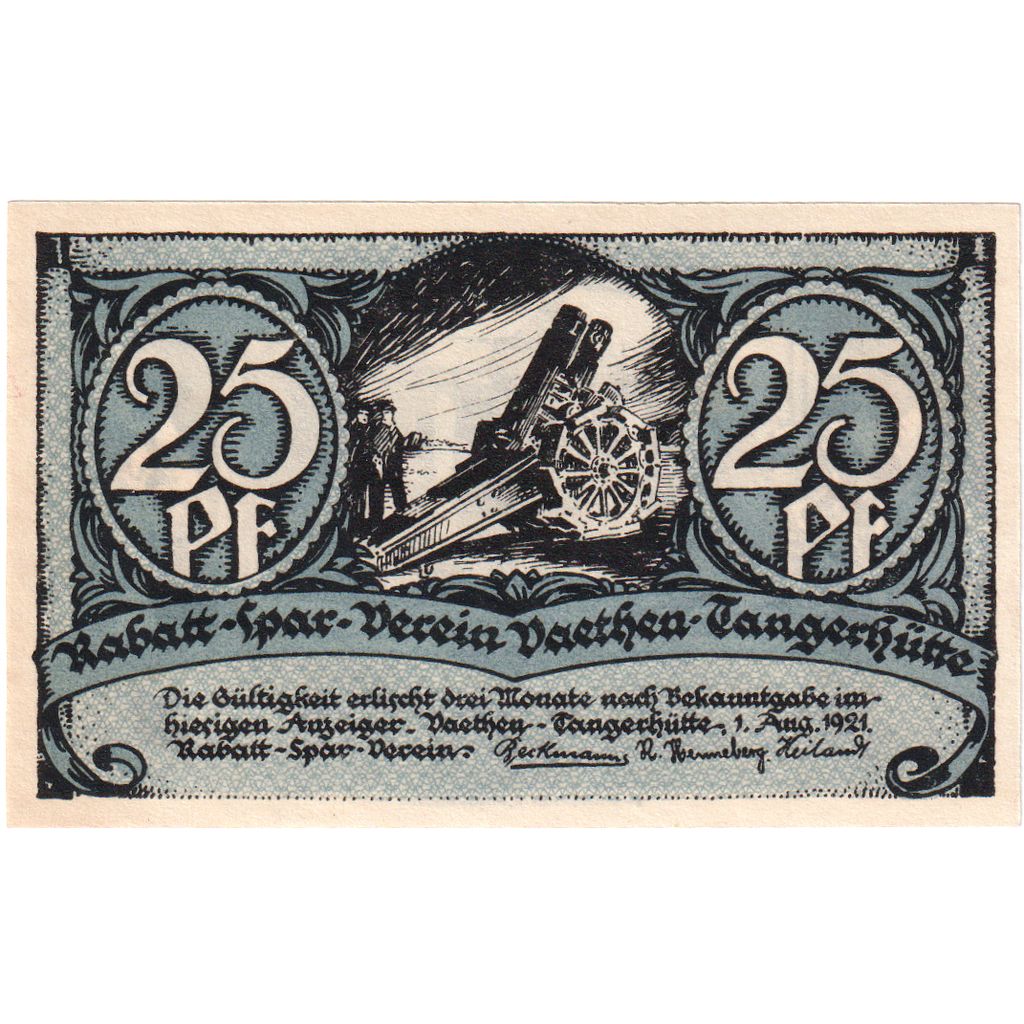 Deutschland, Vaethen-Tangerhütte, 25 Pfennig, 1921-08-01, UNZ-
