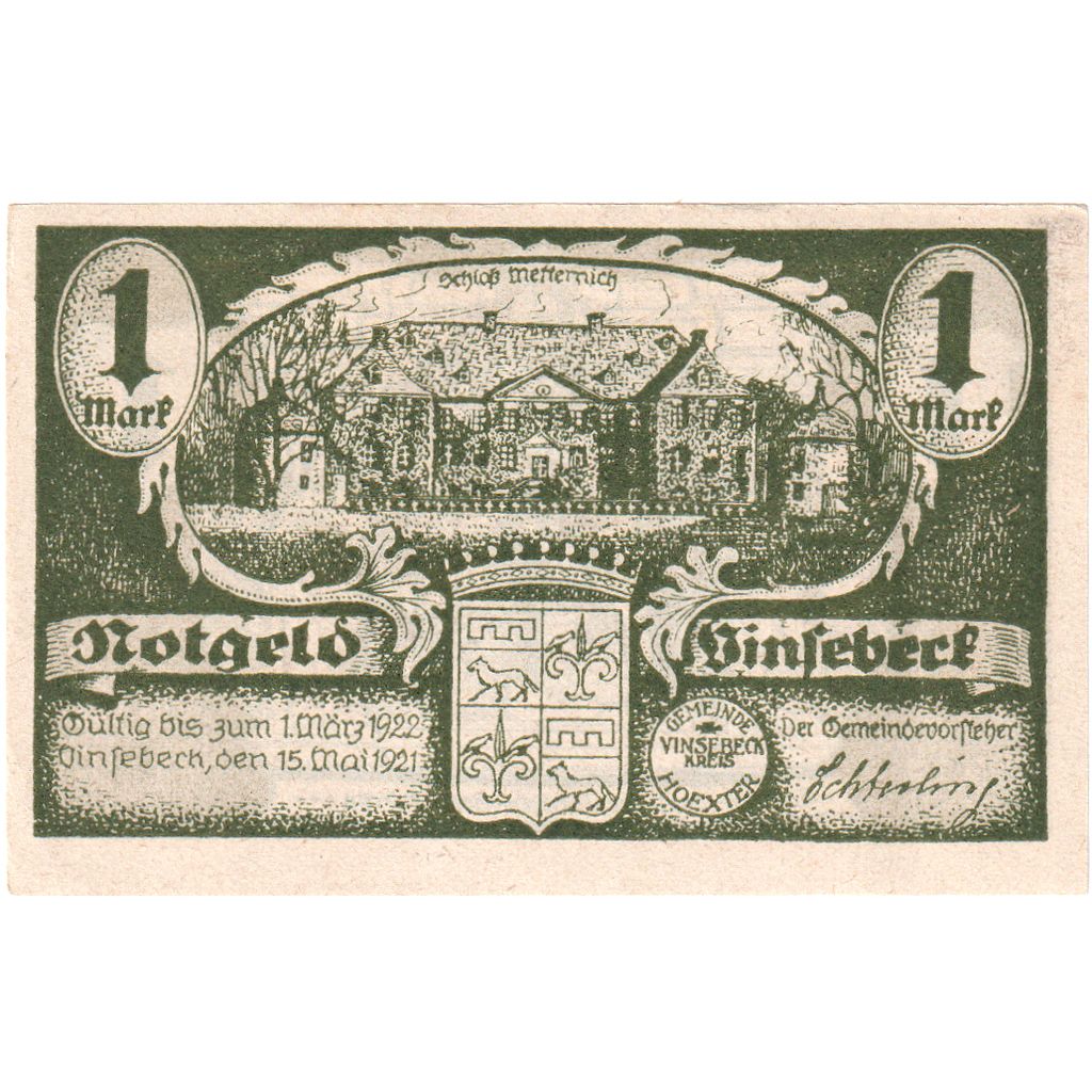 Germania, Vinsebeck, 1 Mark, 1921-05-15, SPL