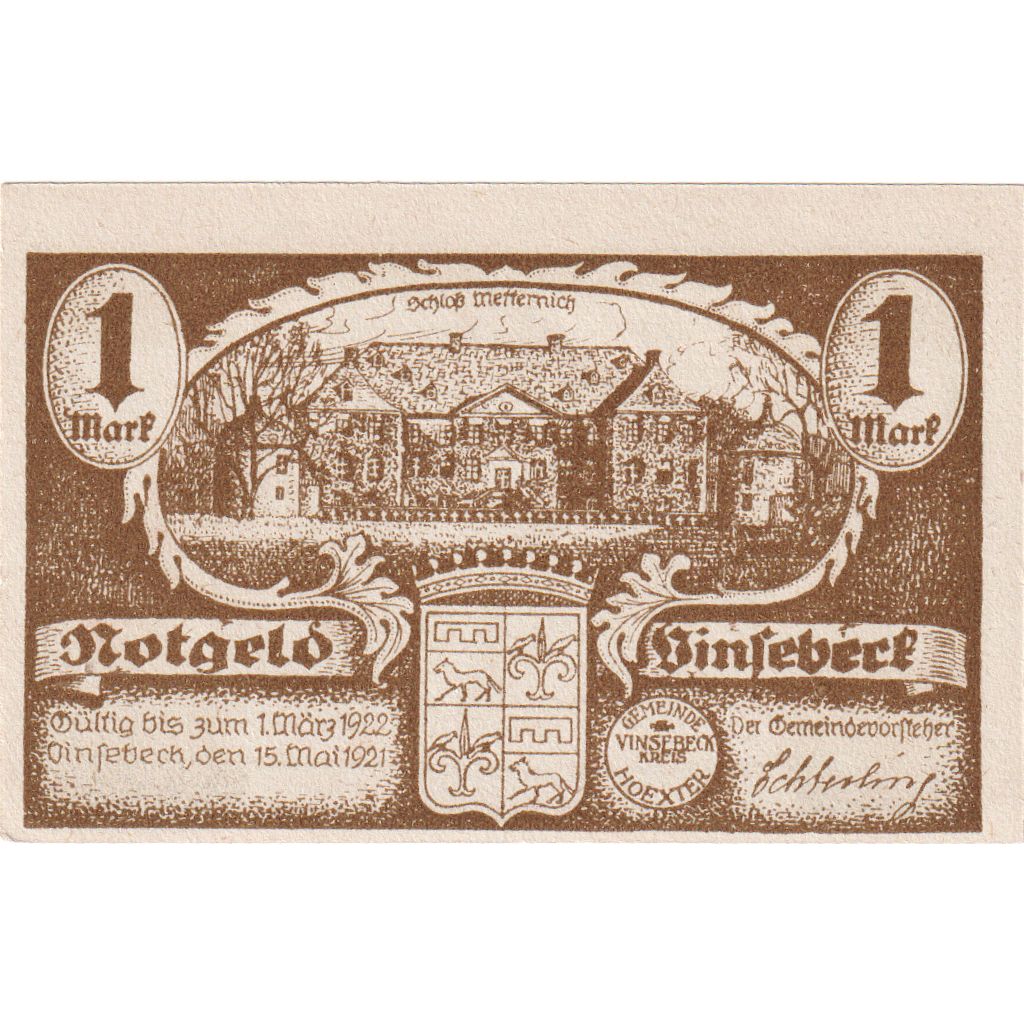 Germania, Vinsebeck, 1 Mark, 1921-05-15, SPL