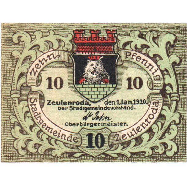 Germania, Zeulenroda, 10 Pfennig, 1920-01-01, SPL