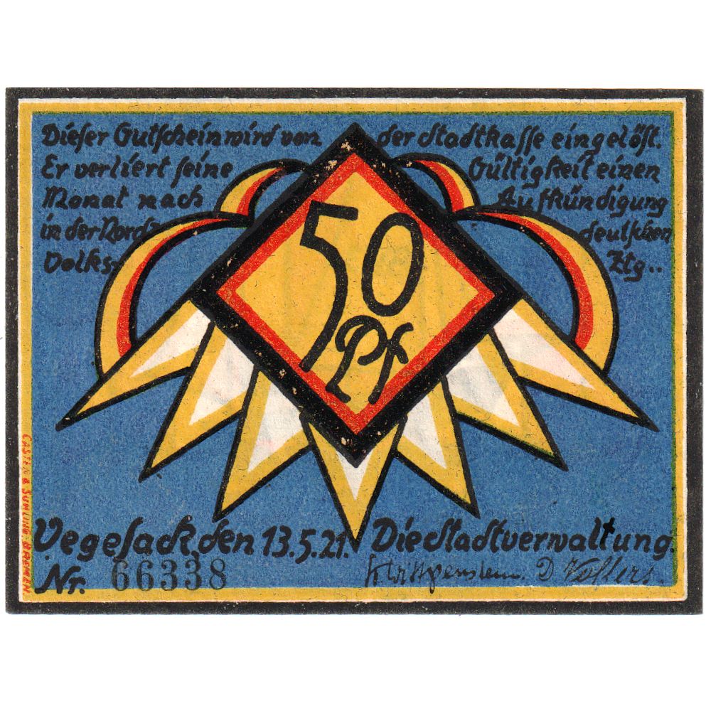 Germania, Vegesack, 50 Pfennig, 1921-05-13, SPL