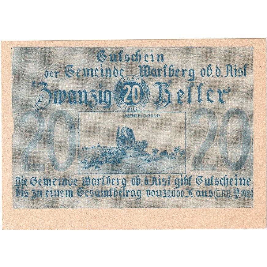Austria, Wartberg ob der Aist, 20 Heller, 1920-12-31, UNC(63)