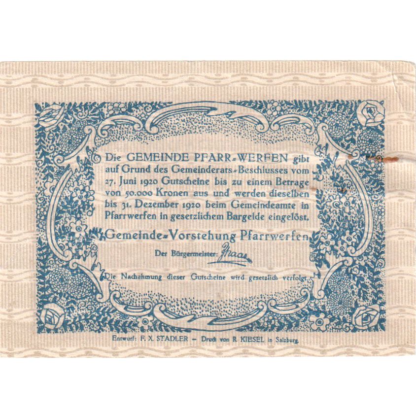Austria, Pfarrwerfen, 80 Heller, 1920-12-31, MBC