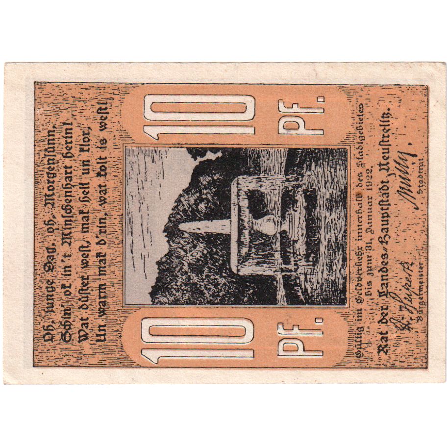 Germania, Neustrelitz, 10 Pfennig, 1922-01-31, SPL