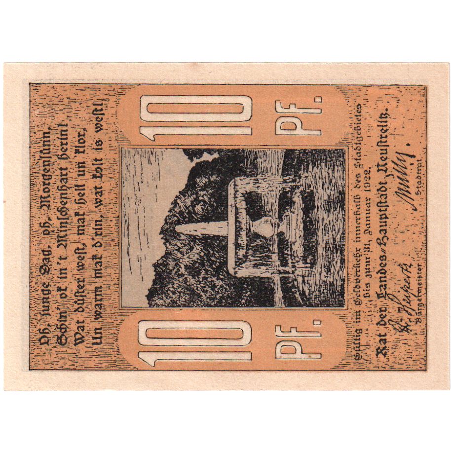 Germania, Neustrelitz, 10 Pfennig, 1922-01-31, SPL