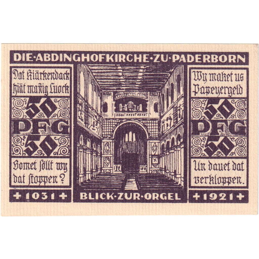 Germania, Paderborn, 50 Pfennig, 1921-07-31, SPL