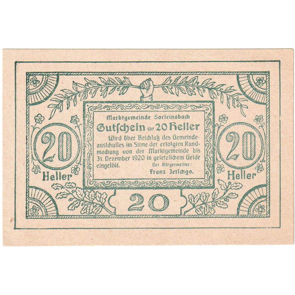 Austria, Sarleinsbach, 20 Heller, 1920-12-31, SC