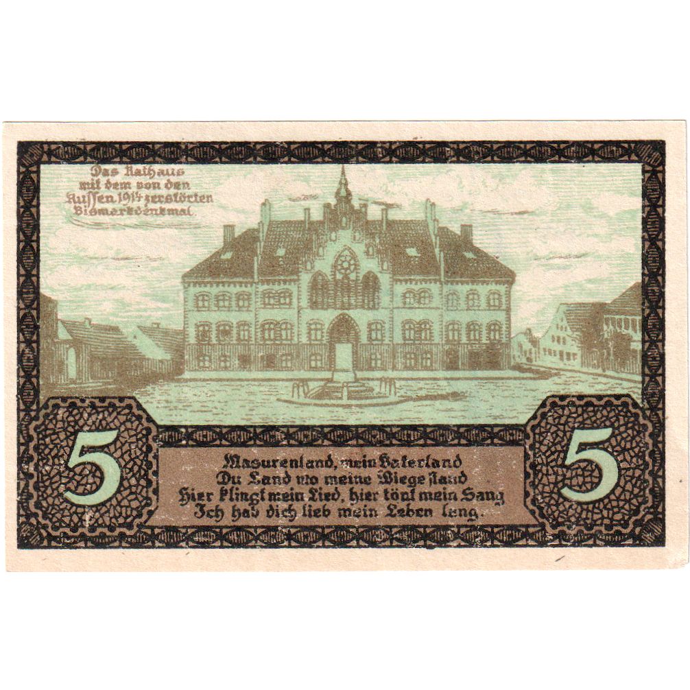 Alemania, Johannisburg, 5 Pfennig, 1921-10-01, SC