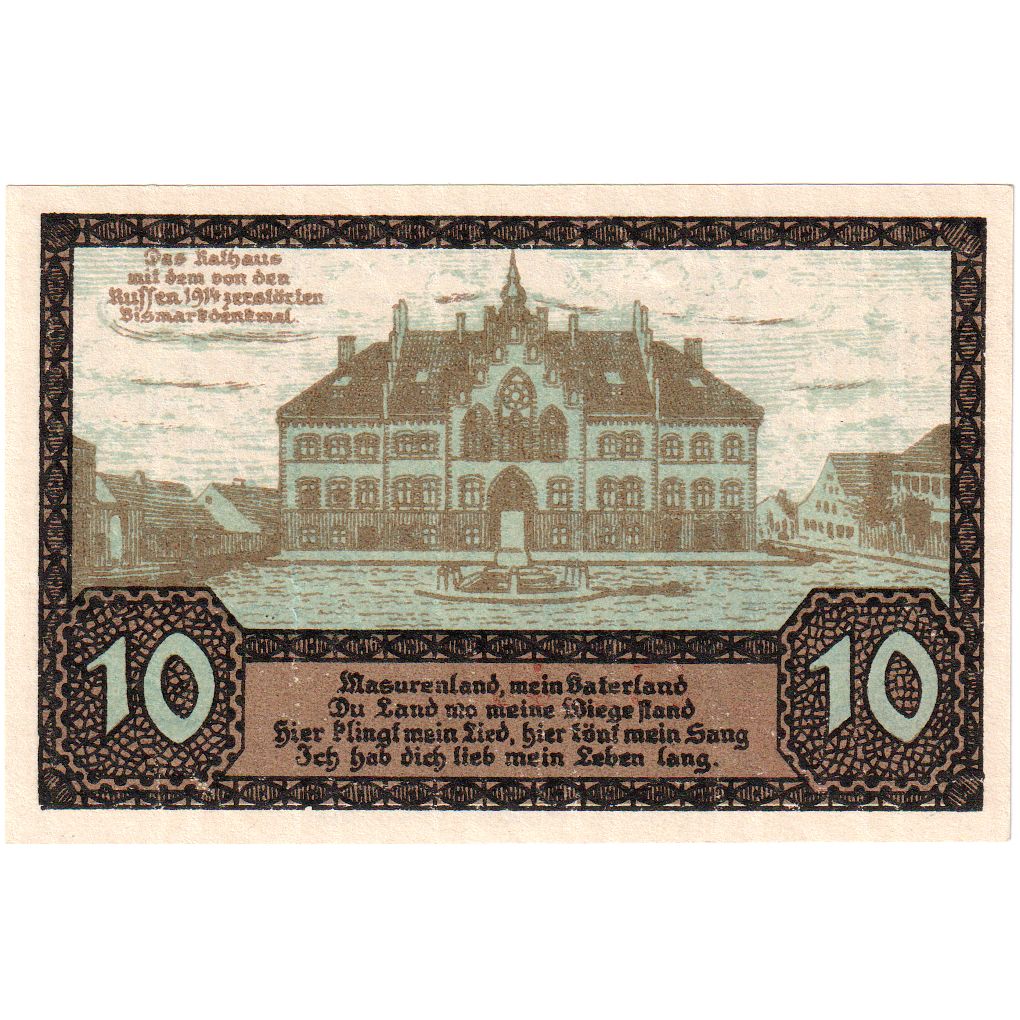 Alemania, Johannisburg, 10 Pfennig, 1921-10-01, SC