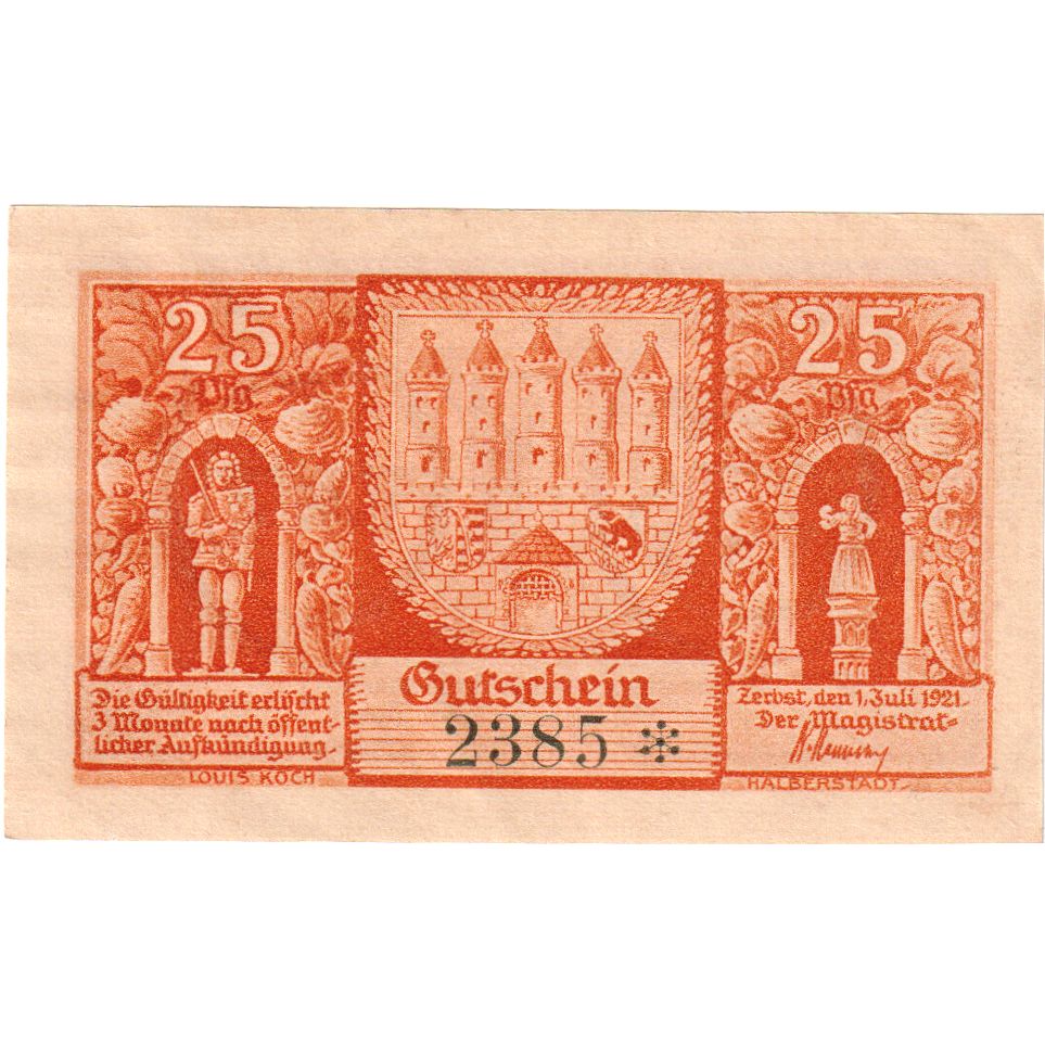 Germany, Zerbst, 25 Pfennig, 1921-07-01, UNC(63)