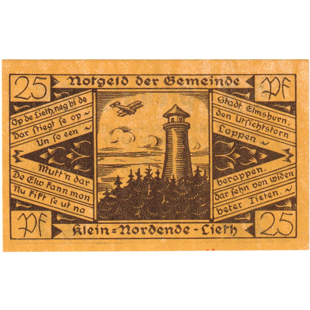 Allemagne, Klein-Nordende-Lieth, 25 Pfennig, 1921-12-31, SPL