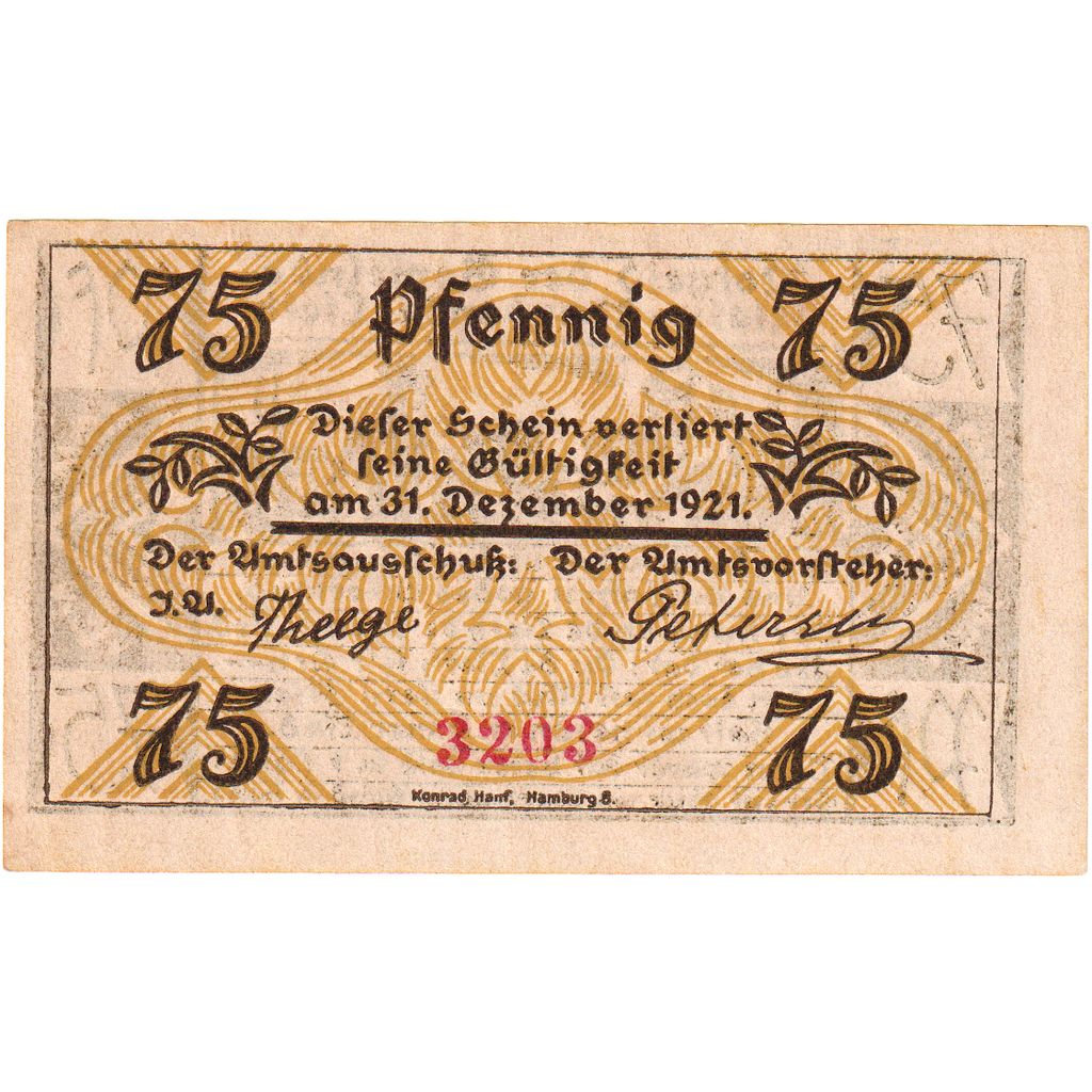 Niemcy, Klein-Nordende-Lieth, 75 Pfennig, 1921-12-31, UNC(63)