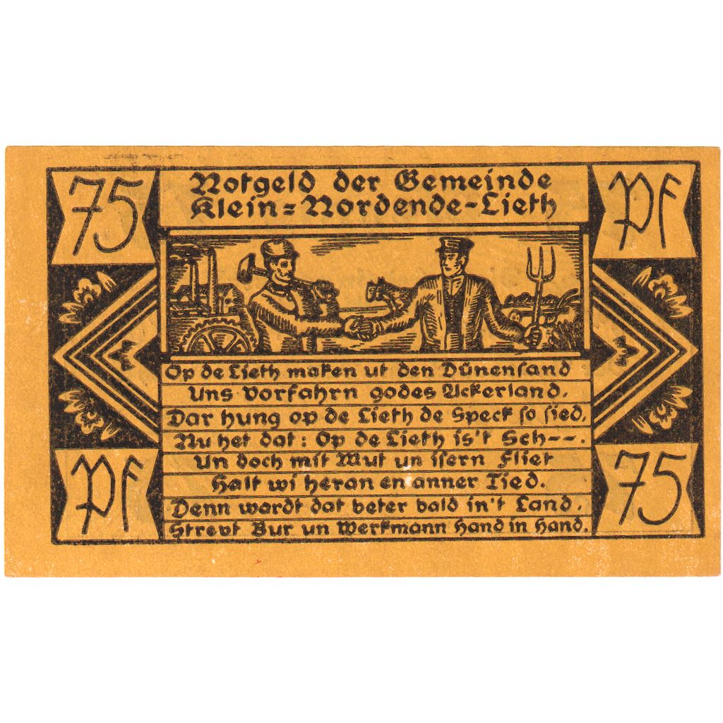 Niemcy, Klein-Nordende-Lieth, 75 Pfennig, 1921-12-31, UNC(63)