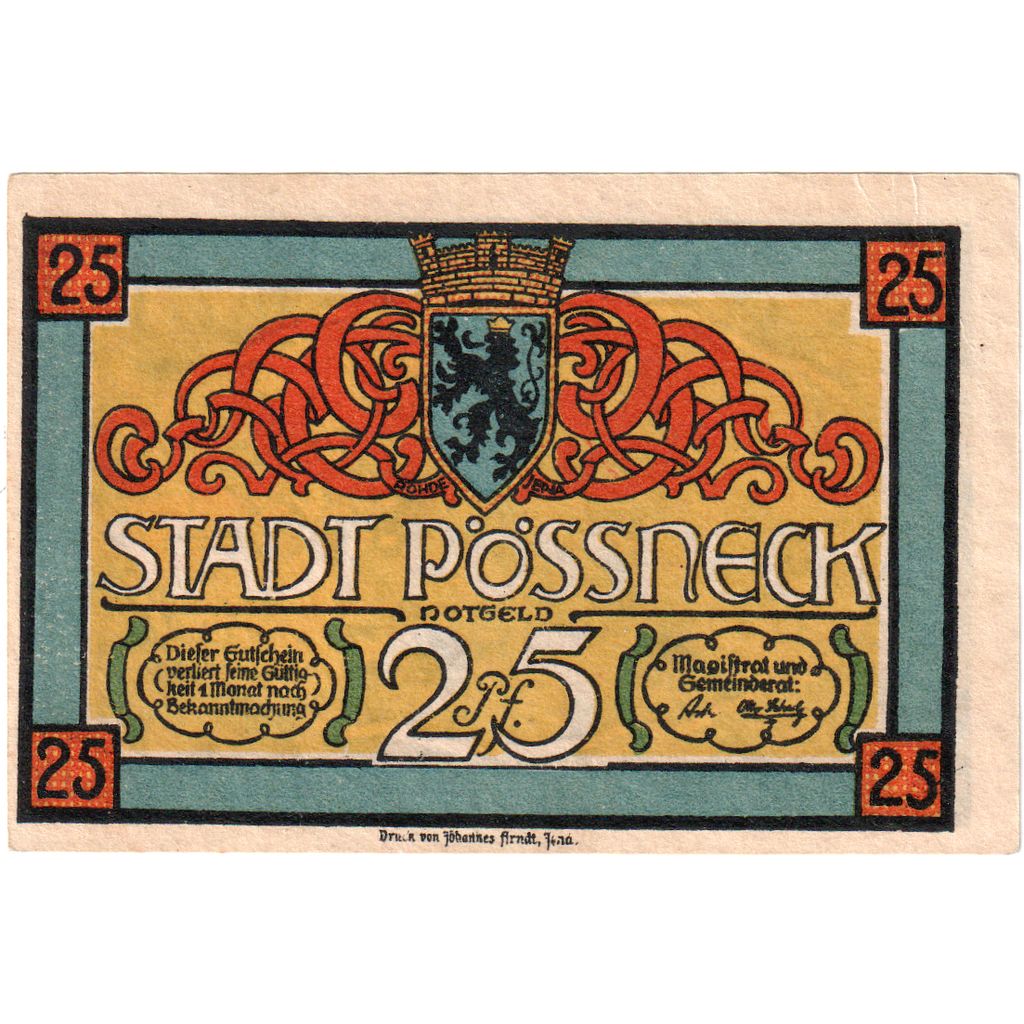 Alemania, Possneck, 25 Pfennig, SC