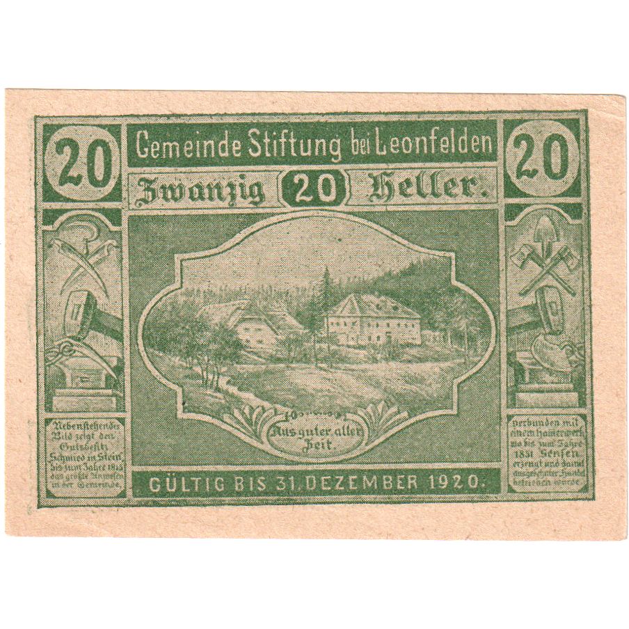 Austria, Leonfelden, 20 Heller, 1920-12-31, SC