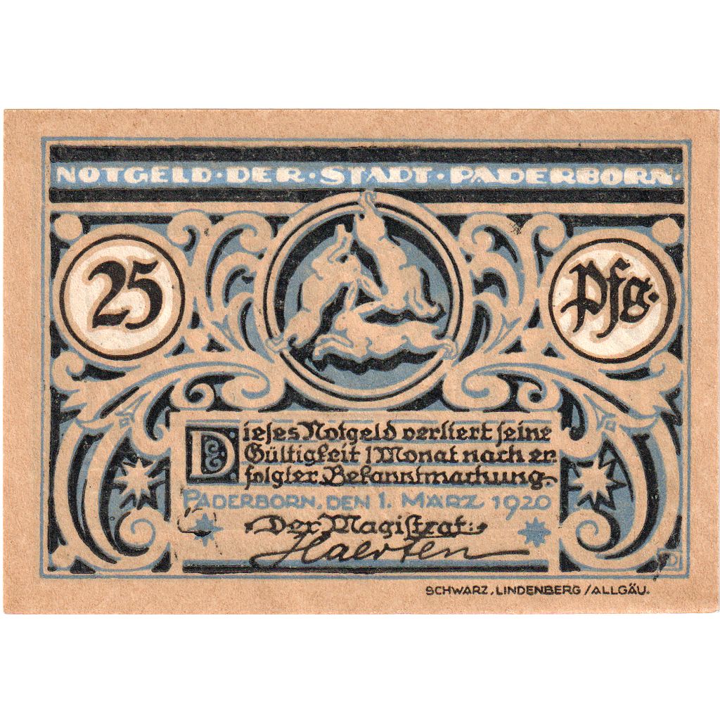 Alemania, Paderborn, 25 Pfennig, 1920-03-01, SC