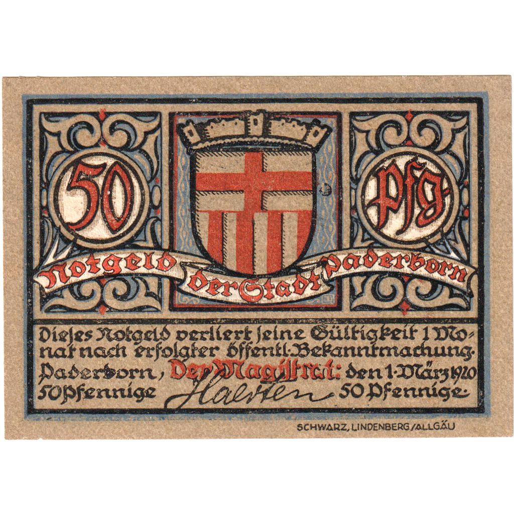 Alemania, Paderborn, 50 Pfennig, 1920-03-01, SC