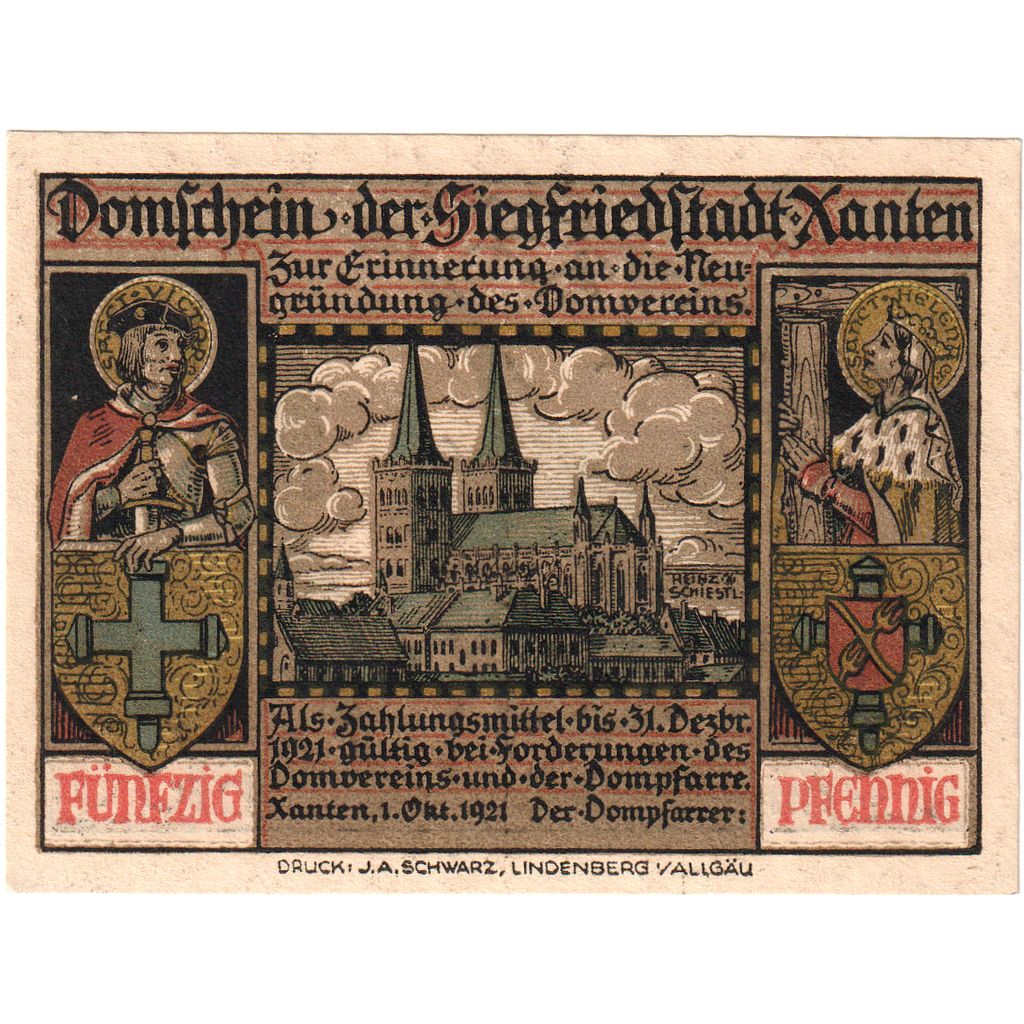 Deutschland, Xanten, 50 Pfennig, 1921-12-31, UNZ-