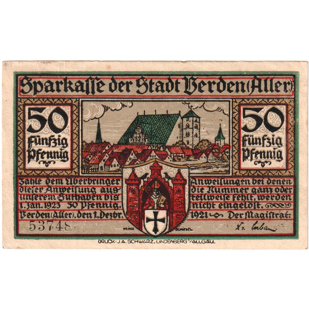 Germany, Verden, 50 Pfennig, 1923-01-01, AU(55-58)