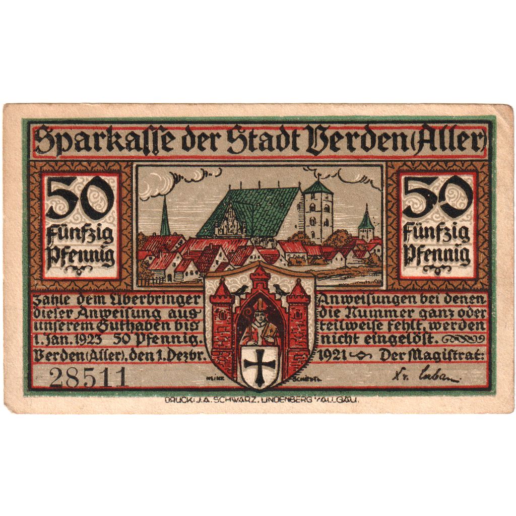Germany, Verden, 50 Pfennig, 1923-01-01, AU(55-58)