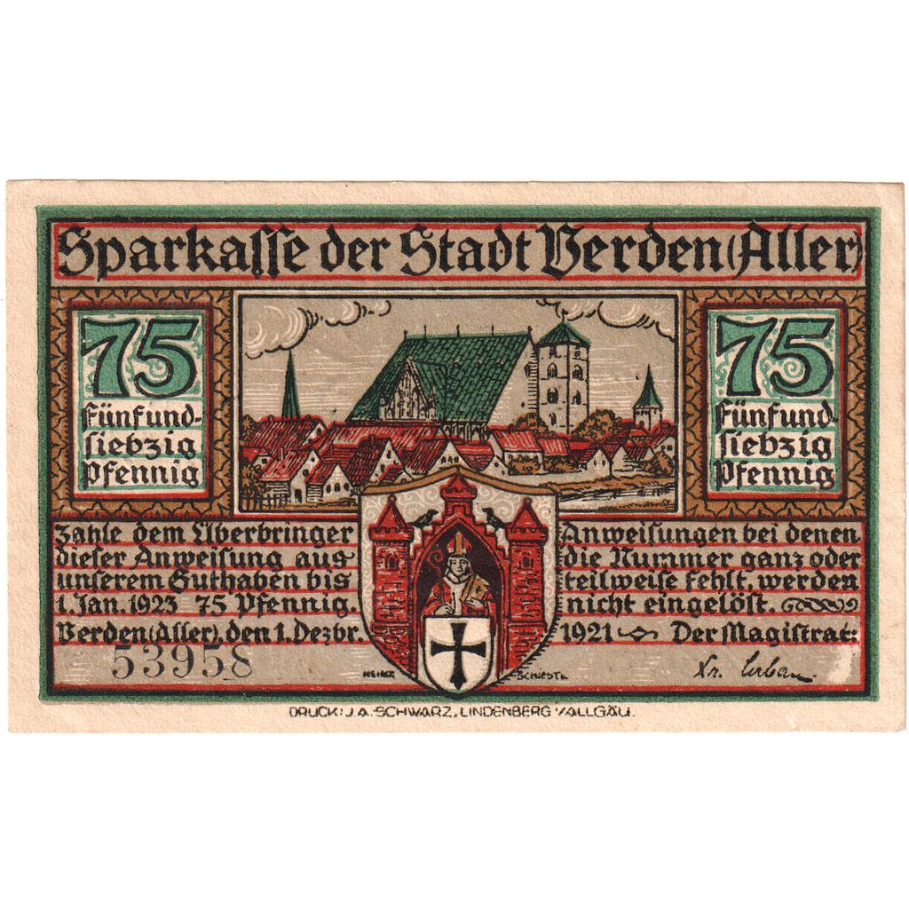 Germany, Verden, 75 Pfennig, 1923-01-01, UNC(63)