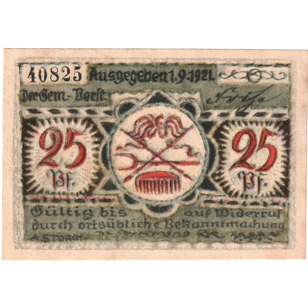 Germany, Volkstedt, 25 Pfennig, 1921-09-01, AU(55-58)