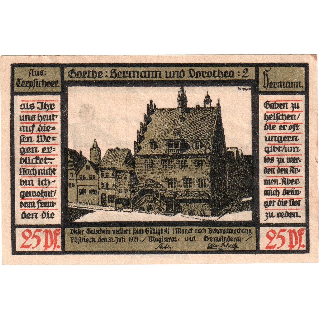 Germany, Possneck, 25 Pfennig, 1921-07-31, AU(55-58)