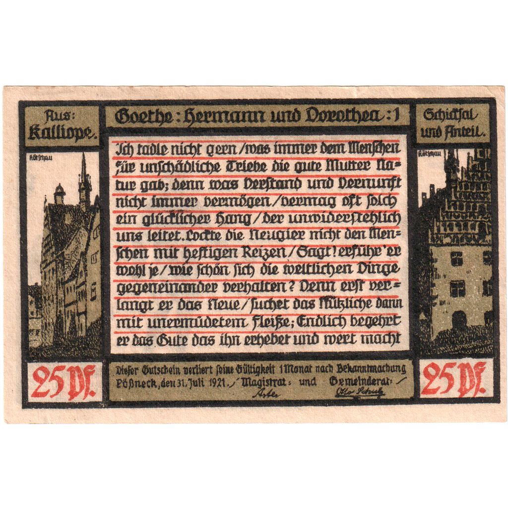 Niemcy, Possneck, 25 Pfennig, 1921-07-31, UNC(63)