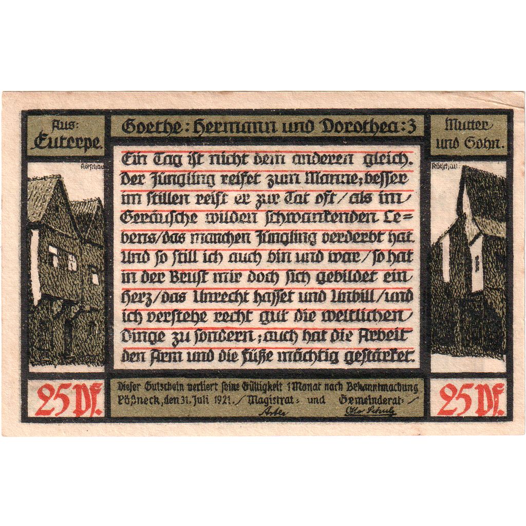 Germany, Possneck, 25 Pfennig, 1921-07-31, AU(55-58)
