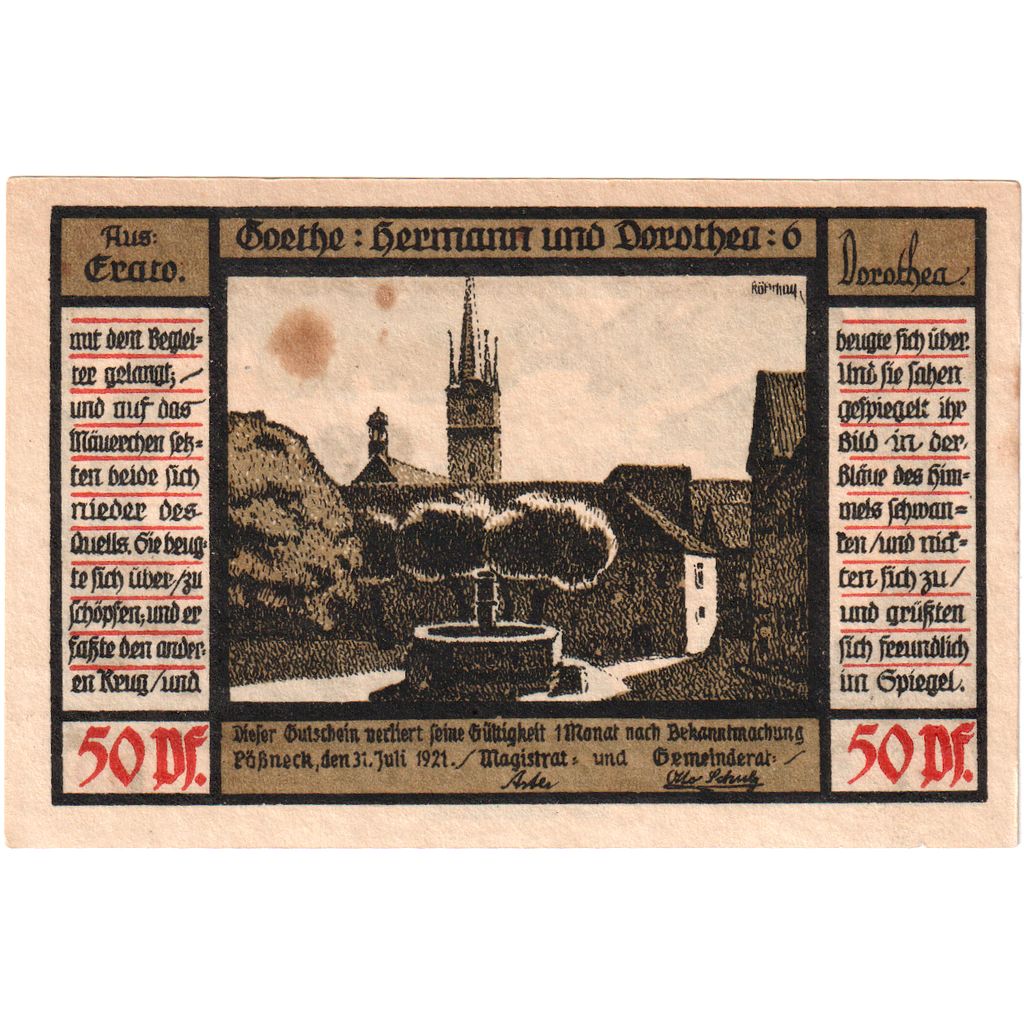 Germany, Possneck, 50 Pfennig, 1921-07-31, AU(55-58)