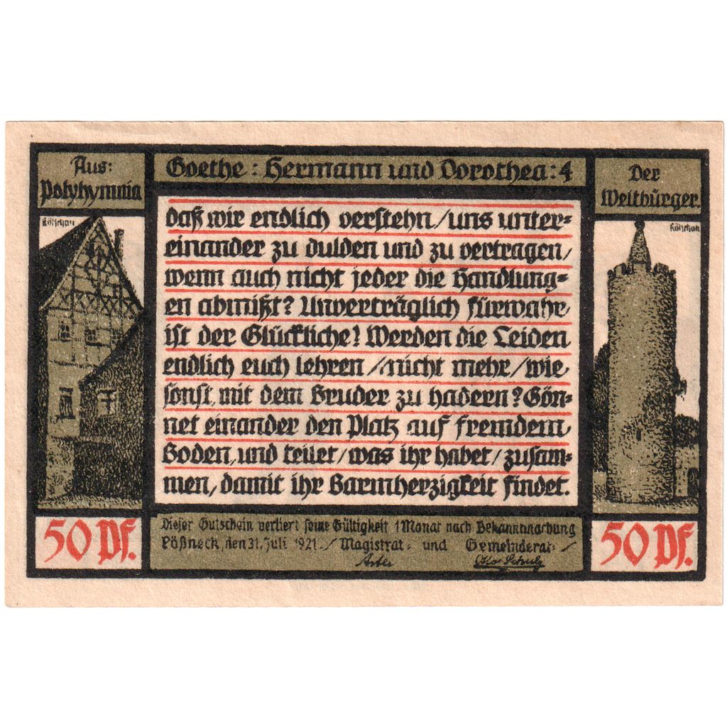 Deutschland, Possneck, 50 Pfennig, 1921-07-31, UNZ-