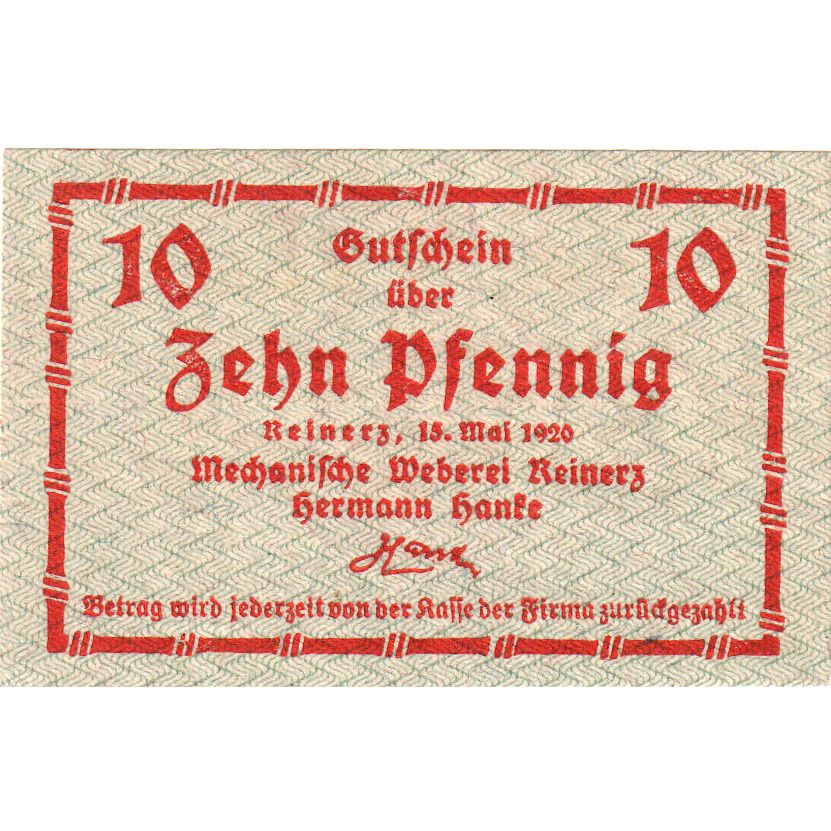 Niemcy, Reinerz, 10 Pfennig, 1920-05-15, UNC(63)