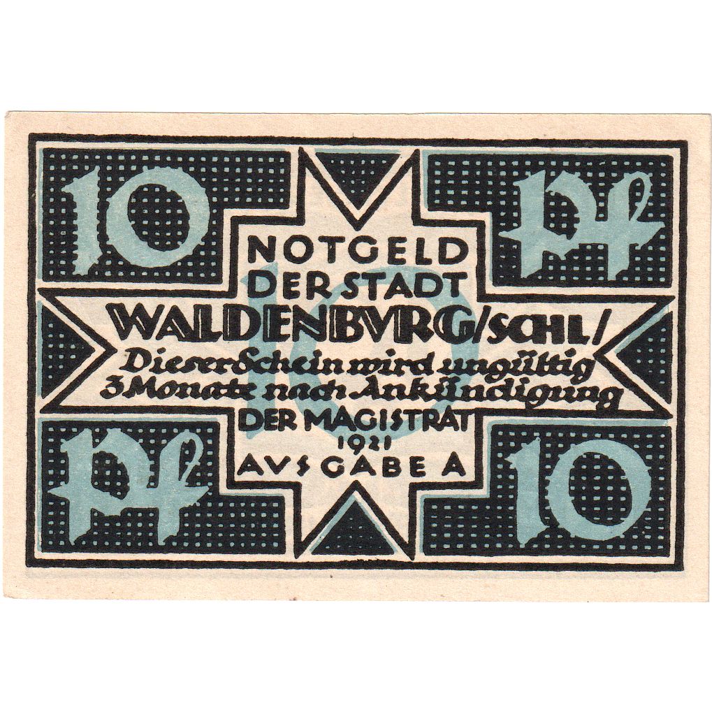 Deutschland, Waldenburg, 10 Pfennig, UNZ-