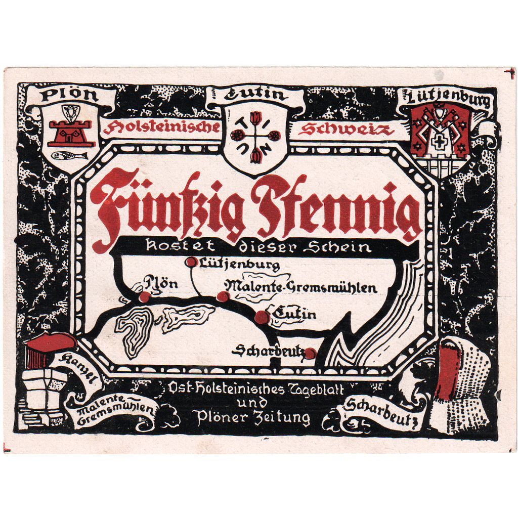 Niemcy, Plön, 50 Pfennig, UNC(63)