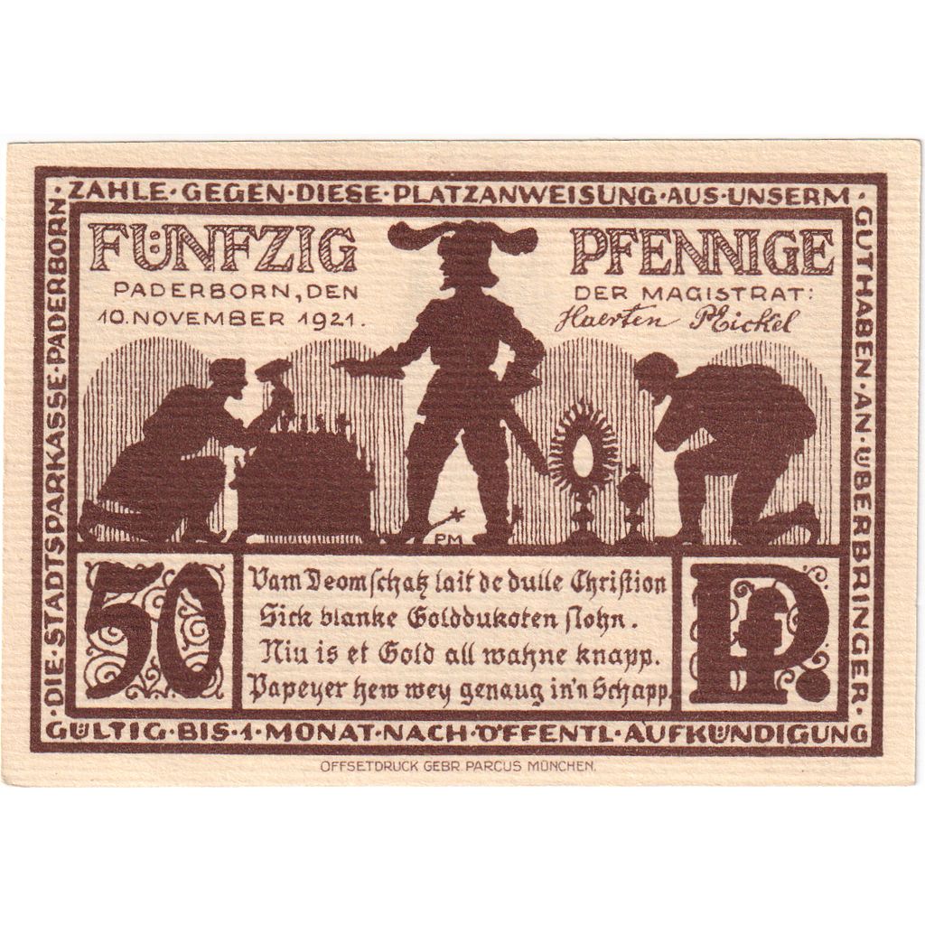 Deutschland, Paderborn, 50 Pfennig, 1921-11-10, UNZ-