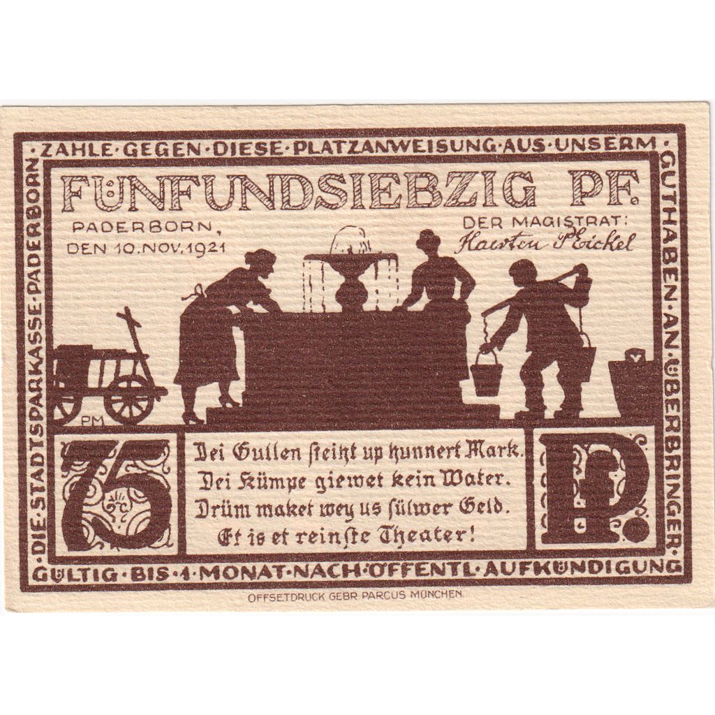 Deutschland, Paderborn, 75 Pfennig, 1921-11-10, UNZ-