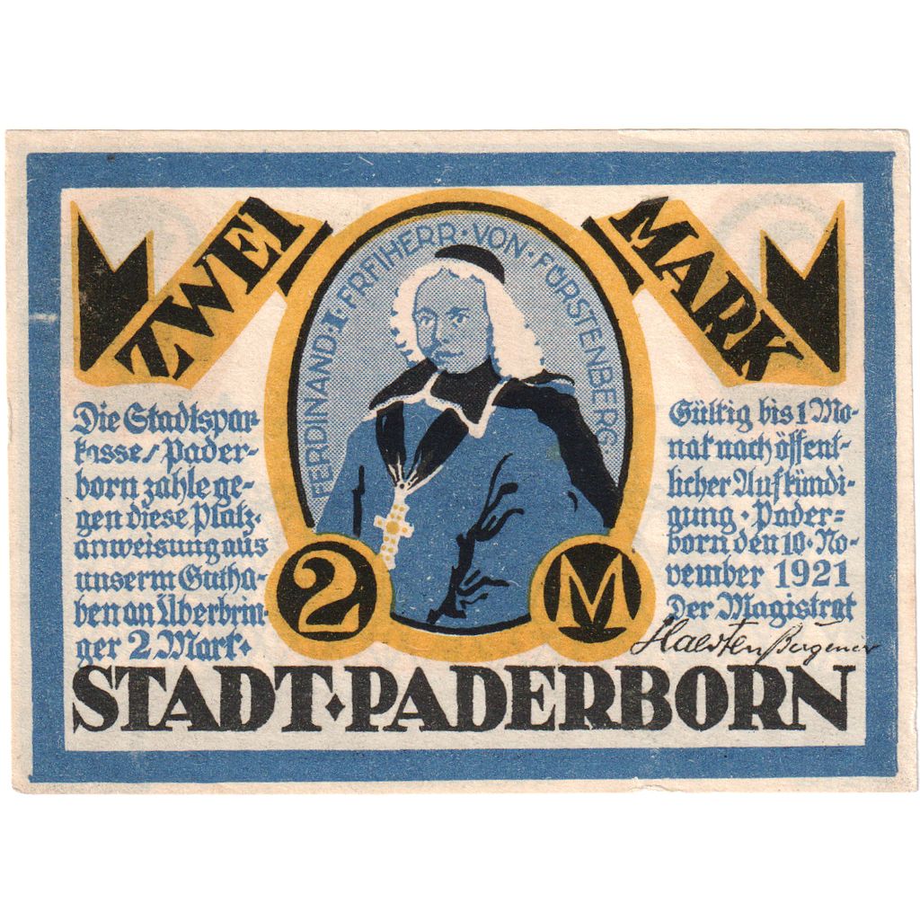 Niemcy, Paderborn, 2 Mark, 1921-11-10, UNC(63)
