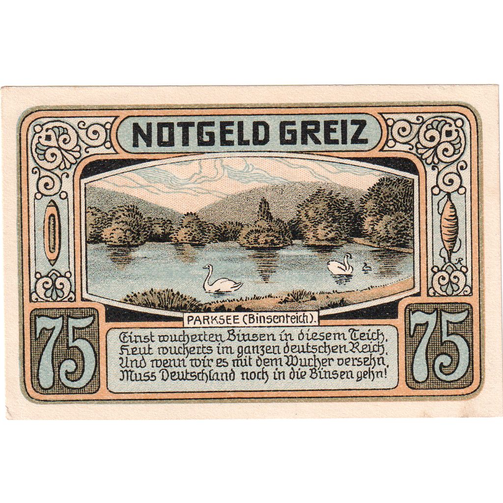 Niemcy, Greiz, 75 Pfennig, 1921-09-05, UNC(63)