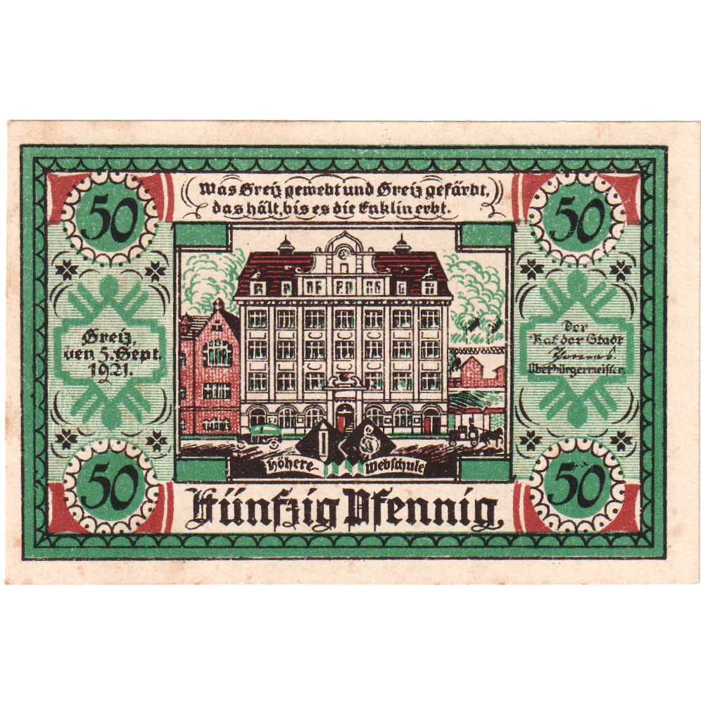Alemania, Greiz, 50 Pfennig, 1921-09-05, EBC