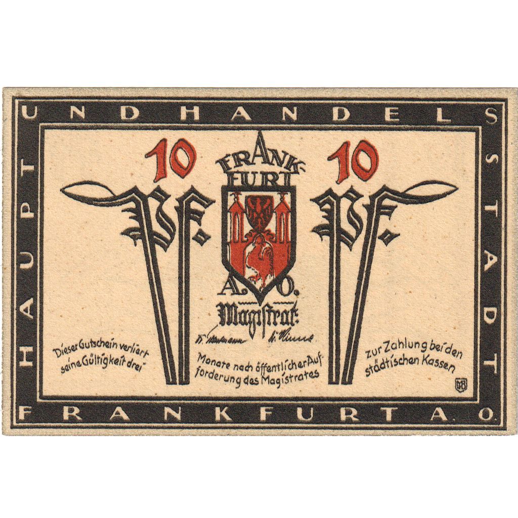 Alemanha, Frankfurt, 10 Pfennig, UNC(63)