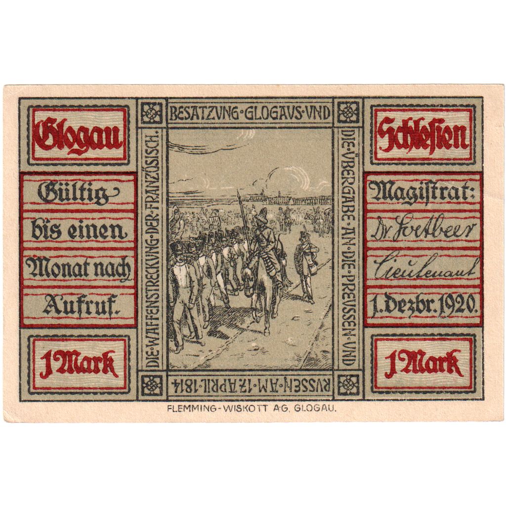 Deutschland, Glogau, 1 Mark, 1920-12-01, UNZ-