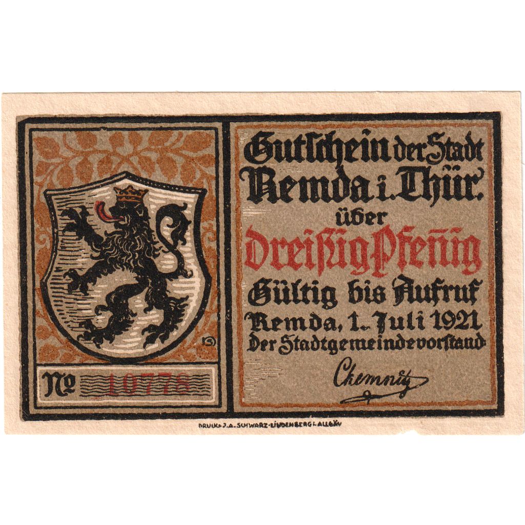 Duitsland, Remda, 30 Pfennig, 1921-07-01, SUP