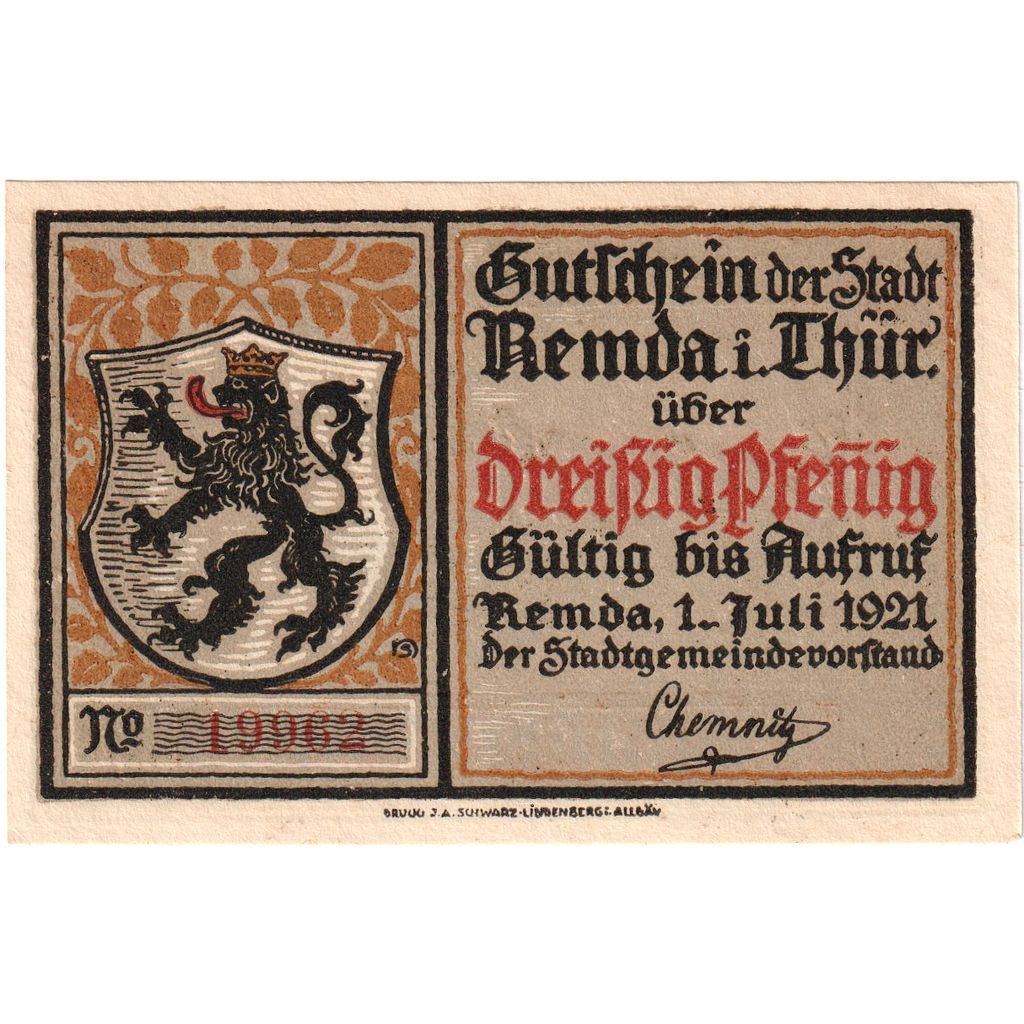 Alemanha, Remda, 30 Pfennig, 1921-07-01, UNC(63)
