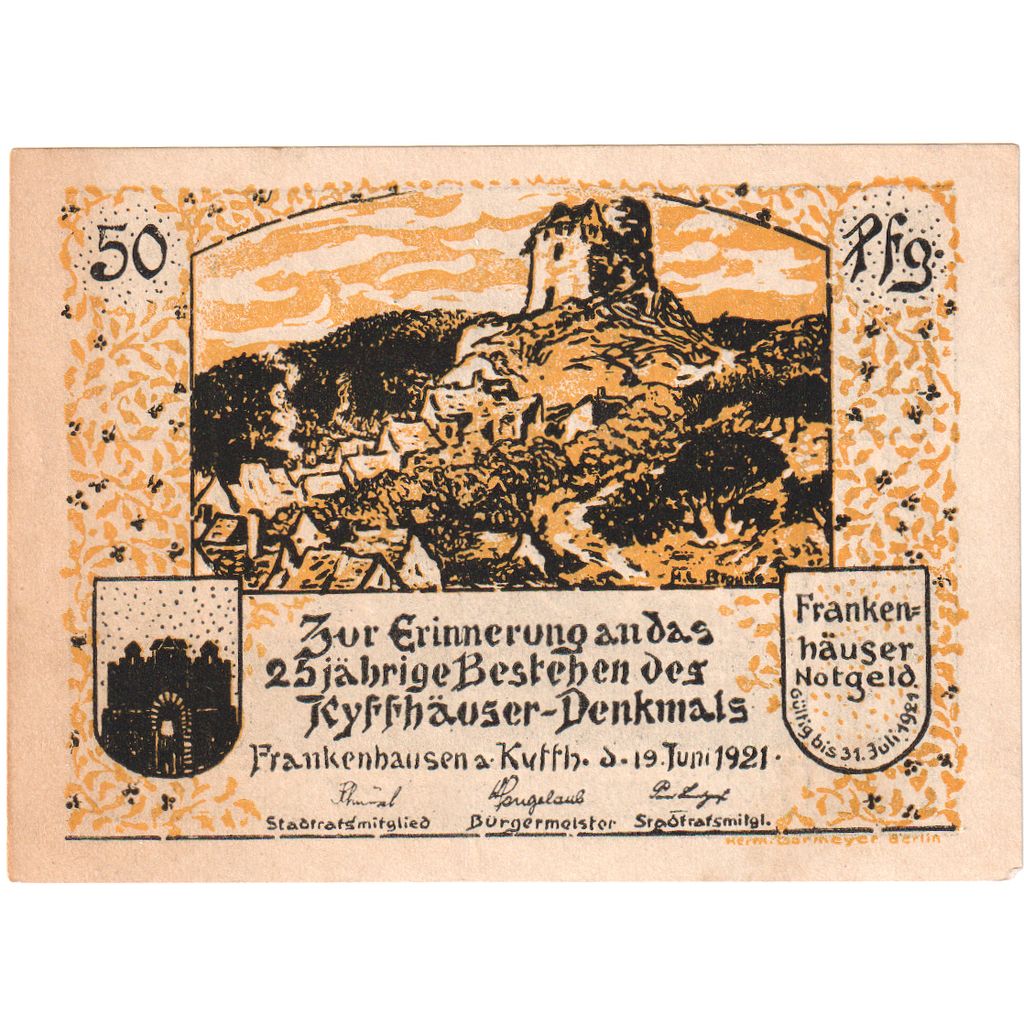 Deutschland, Frankenhausen, 50 Pfennig, 1921-07-31, VZ