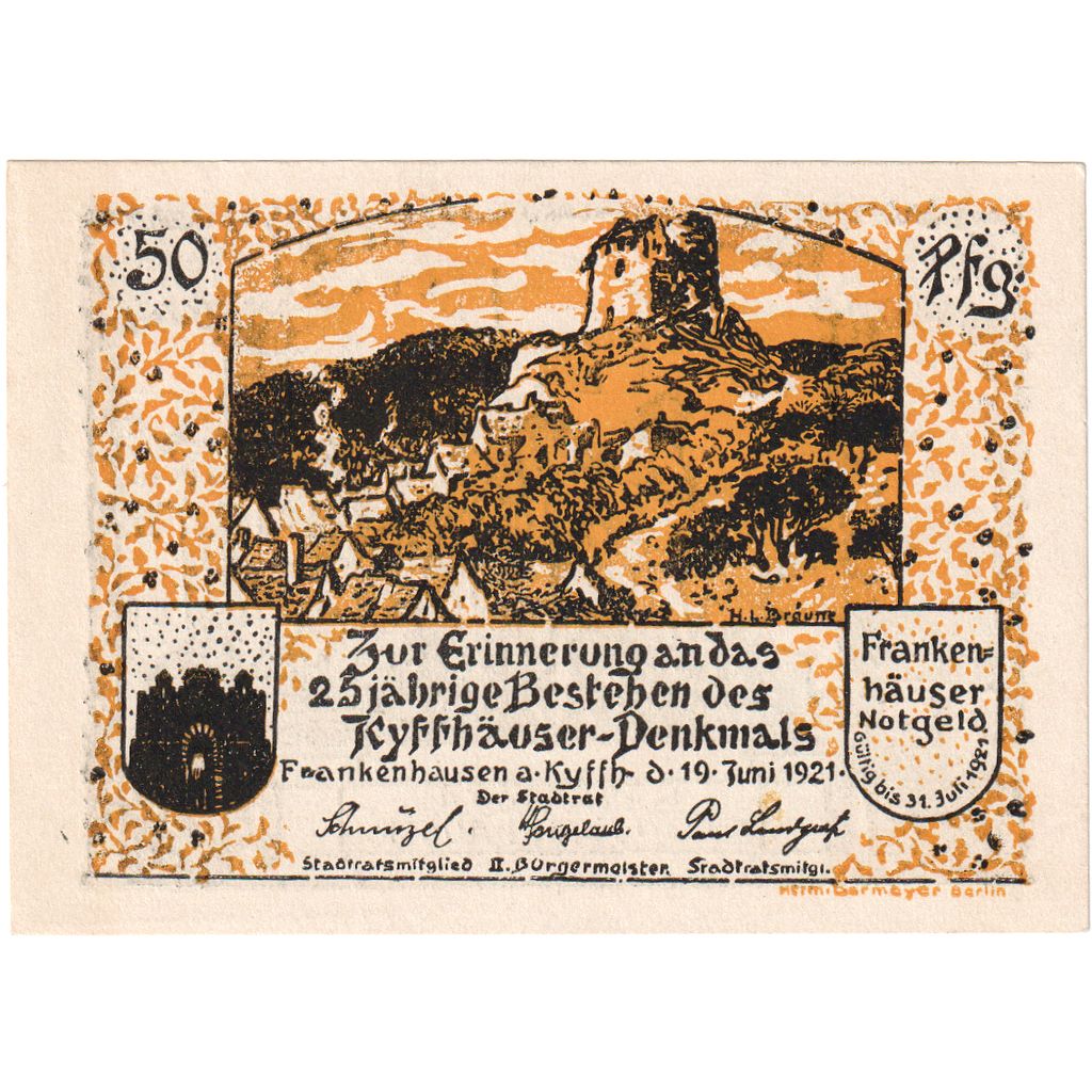 Alemanha, Frankenhausen, 50 Pfennig, 1921-07-31, UNC(63)